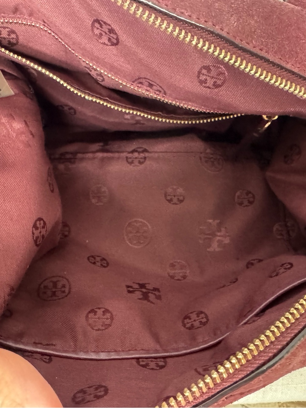 Tory Burch Frida Suede Quilted Satchel Plum Gold EXCELLENT - Picture 7 of 11